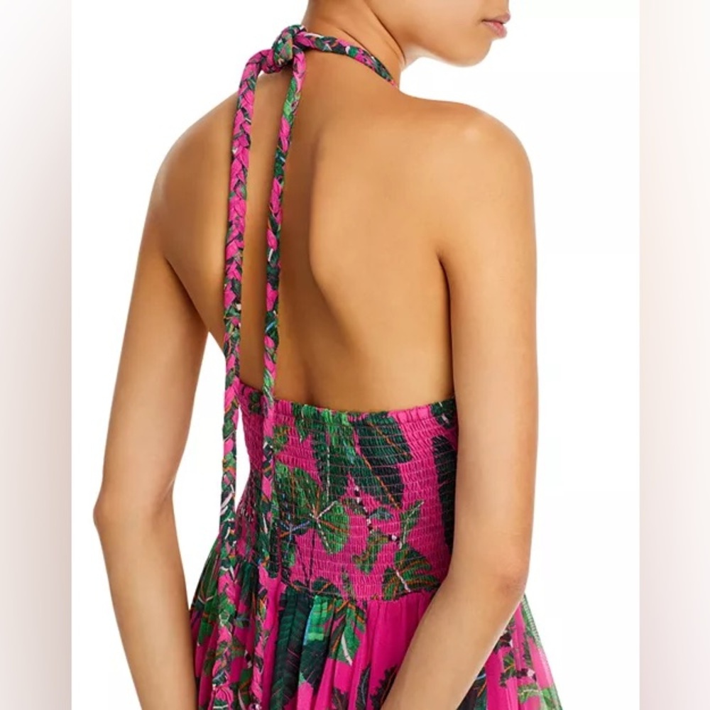 FARM Rio Vibrant Pink and Green Strapless Dress - Picture 6 of 15